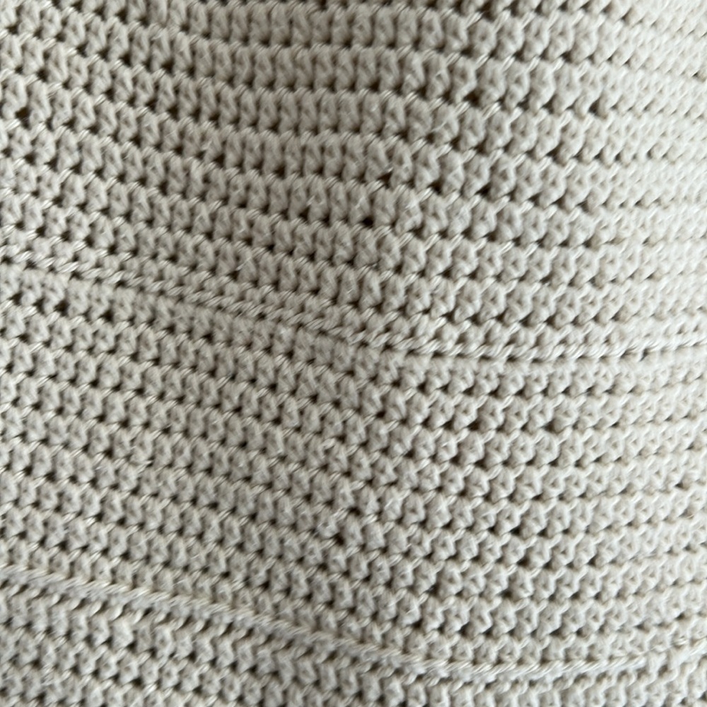 Cream Multi Color Crochet Cotton Crew Neck Sweater Women's Size LG - Picture 7 of 11